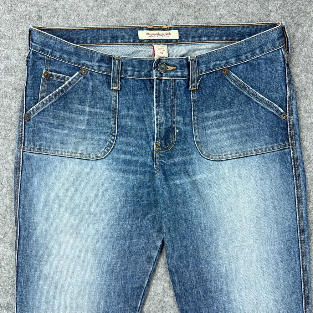 VTG Abercrombie Fitch Jeans Womens 10‎ Blue Bootcut Wide Leg Faded Denim 90s